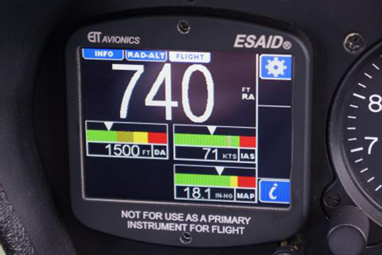 ESAID® is a multi-purpose, touchscreen instrument to increase pilot situational awareness. ESAID® reports local density altitude and calculated POH performance limitations twice per second.