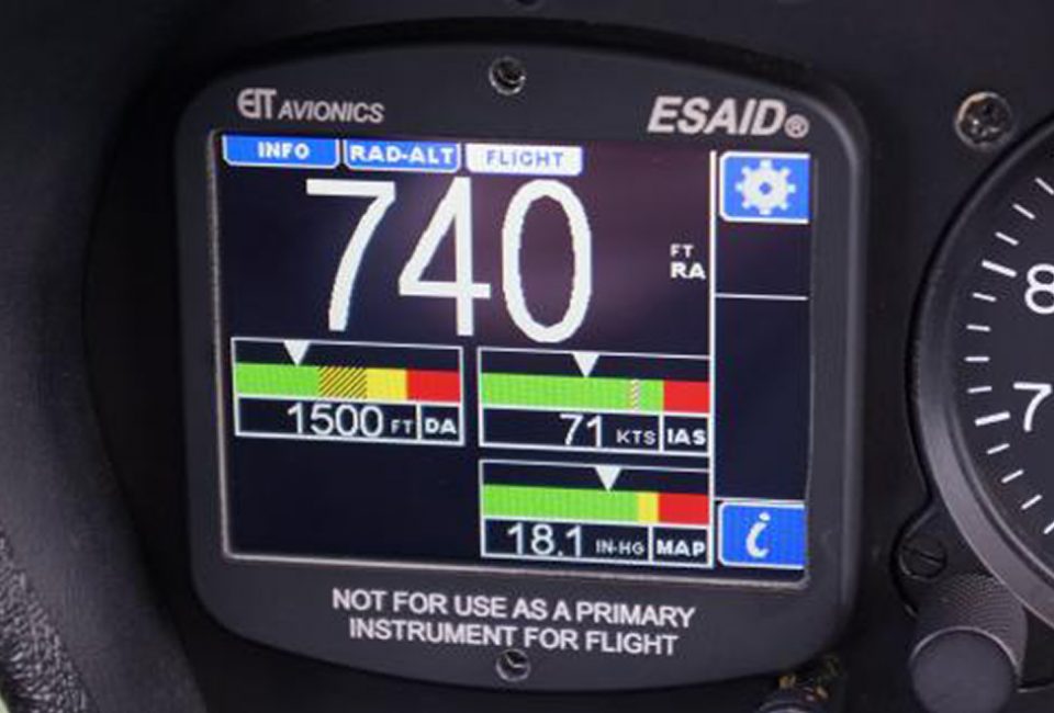 ESAID® is a multi-purpose, touchscreen instrument to increase pilot situational awareness. ESAID® reports local density altitude and calculated POH performance limitations twice per second.